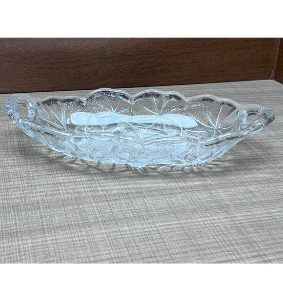 Vtg Retro Sunflower Floral Clear Glass Candy Dish Relish Condiment Jewelry Keys - Picture 6 of 8